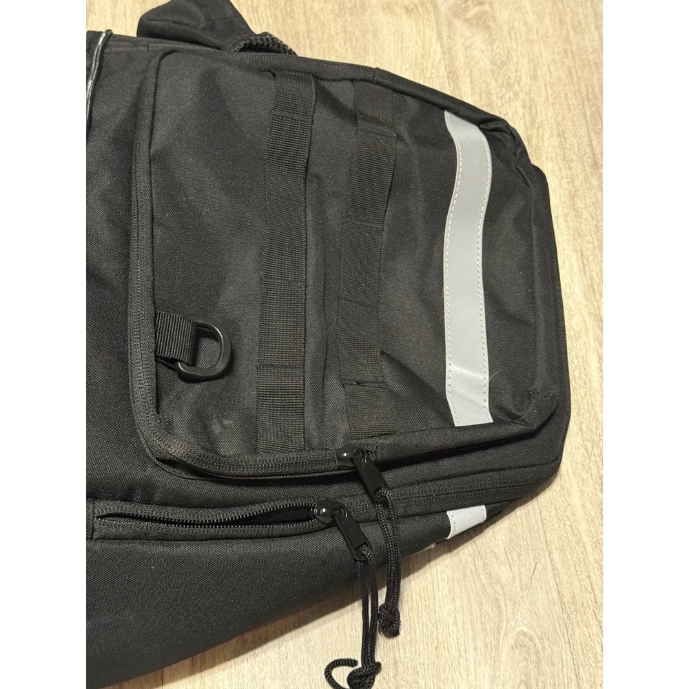 Tactical Motorcycle Tail Bag‎ Black Reflective Cargo Luggage Touring Utility Bag